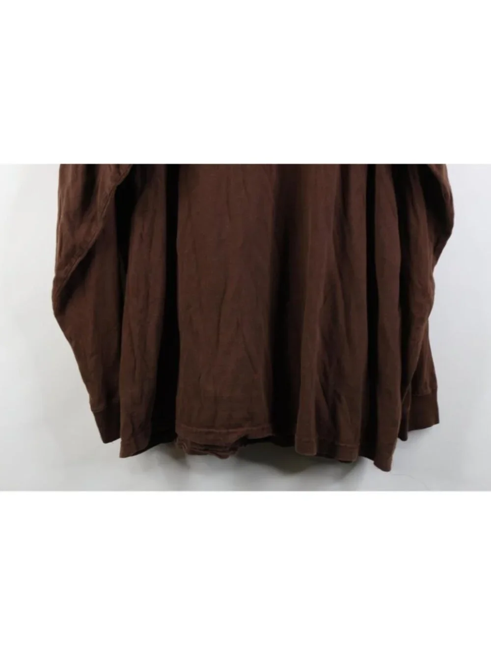 Vintage Y2K Streetwear Mens 3XL Faded Blank Cotton Long Sleeve T-Shirt Brown